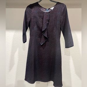 DKNY navy blue and red leopard print dress